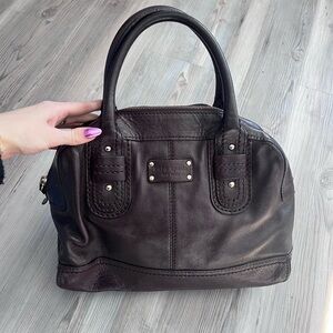 Vintage Kate Spade Dark Brown Leather Satchel purse